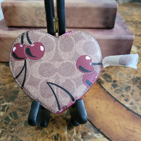 Coach Heart-Shaped Coin Purse with Cherry Design - Picture 2 of 6